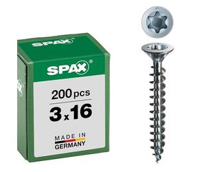 SPaX Screw Set with Countersunk Head Universal T-Star plus, Multi-Head / Fully Threaded / A2J 3.0 x 16 MM, 200 Parts, galvanised steel 1191010300163 Galvanised