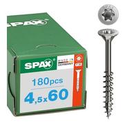 Spax Stainless Steel Screw 4.5 x 60 mm, pack of 180 - partial thread, countersunk head, T-STAR plus T20, 4CUT, A2 stainless steel - 8000000276552