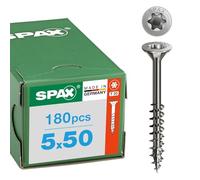 Spax stainless steel screw 5 x 50 mm, pack of 180, partial thread, countersunk head, T-star plus T20, 4CUT, A2 stainless steel, 8000000287893