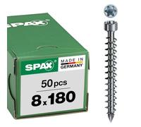 SPAX timber construction cylindrical head,8 x 180 mm, 50 pieces, full thread,T-STAR plus T40, CUT point, WIROX - 1221010801805