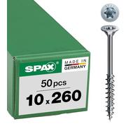 SPAX Timber construction screw, 10 x 260 mm, 50 pieces, partial thread, flat countersunk head, T-STAR plus T50, 4CUT, WIROX - 0191011002605