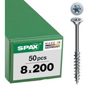 SPAX Timber construction screw, 8 x 200 mm, 50 pieces, partial thread, flat countersunk head, T-STAR plus T40, 4CUT, WIROX - 0191010802005