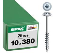 SPAX timber construction washer head, 10 x 380 mm, 25 pieces, partial thread, T-STAR plus T50, 4CUT, WIROX - 0251011003805