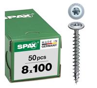 Spax 251010801005 Wood Screw 8 X 100 mm Pack of 50, T-Star Plus, Roundhead, Partial Thread, 4Cut, Wirox A3J