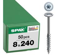 SPAX timber construction washer head, 8 x 240 mm, 50 pieces, partial thread, T-STAR plus T40, 4CUT, WIROX - 0251010802405