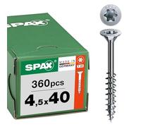 SPAX Universal Screw 4.5 x 40 mm, Pack of 360 - Wood Screws, Partially Threaded, Countersunk Head, T-Star Plus T20, 4CUT Tip, WIROX Coating - 8000000276866