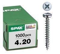 SPAX Universal screw, 4 x 20 mm, 1000 pieces, full thread, pan head, cross recess Z2, 4CUT, WIROX - 0231010400205