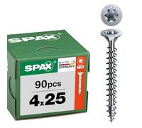 SPAX Universal Screw 4 x 25 mm, Pack of 90 - Wood Screws, Fully Threaded, Countersunk Head, T-Star Plus T20, 4CUT Tip, WIROX Coating - 8000000277122