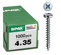 SPAX Universal screw, 4 x 35 mm, 1000 pieces, full thread, pan head, cross recess Z2, 4CUT, WIROX - 0231010400355