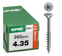 SPAX Universal Screw 4 x 35 mm, Pack of 360 - Wood Screws, Partially Thread, Countersunk Head, T-Star Plus T20, 4CUT Tip, WIROX Coating - 8000000276743