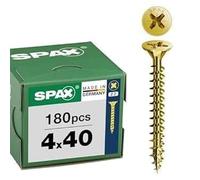 SPAX Universal Screw 4 x 40 mm, Pack of 180 - Wood Screws, Fully Threaded, Countersunk Head, Phillips Z2, 4CUT, Yellox Coating - 8000000287299