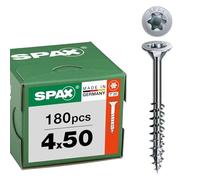SPAX Universal Screw 4 x 50 mm, Pack of 180 - Wood Screws, Partially Thread, Countersunk Head, T-Star Plus T20, 4CUT Tip, WIROX Coating - 8000000276798