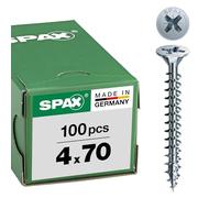SPAX Universal screw, 4 x 70 mm, 100 pieces, full thread, flat countersunk head, cross recess Z2, 4CUT, WIROX - 1081010400703