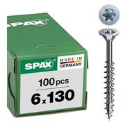 SPAX Universal screw, 6 x 130 mm, 100 pieces, partial thread, flat countersunk head, T-STAR plus T30, 4CUT, WIROX - 0191010601305