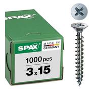 Spax - Universal Screw Countersunk Head Phillips Z 4Cut Full Thread Galvanised Blank A2J - 1081010350123, 0/1030/001/3,0/15/ /01