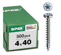 SPAX Universalschraube, 4,0 x 40 mm, 500 Pieces, T-STAR plus, half round head, full thread, 4CUT, WIROX A3J, bright galvanized, 0201010400405