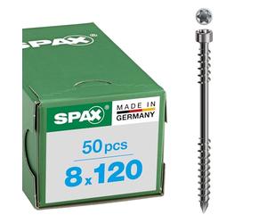 SPaX Way and Bar Cylinder Head, T-Star Plus Cut Fixiergewinde A4 1,4578, 8.0 MM x 120 MM Pack of 50 Stainless Steel, 538000801205