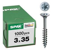 SPAX Wirox 0191010300355 Universal Screw, 3 x 35 mm, Pack of 1000, Partially Threaded, Countersunk Head, T-Star Plus T10, S Tip,