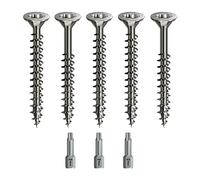 Spax Wood Screw Set Full/Partial Thread + Torx Bit | 5 Sizes: 3x30; 4x40; 4.5x45; 5x80; 6x100 | Stainless Steel A2 - Rustproof