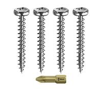 Spax Wood Screw Set Full Thread + PZ Bit | 4 Sizes: 3x15; 3x20; 3x25; 3x30 | WIRROX Silver