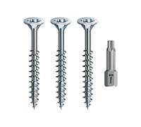 Spax Wood Screw Set Partial Thread + Torx Bit 3 Sizes: 4 x 30/4 x 40/4.5 x 70 / Wirrox Silver