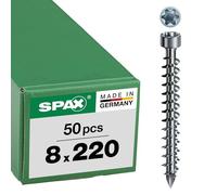 Spax wood screws, 8.0 x 220 mm, pack of 50, T-Star plus, cylinder head, fully threaded, cut tip, WIROX A3J, 1221010802205