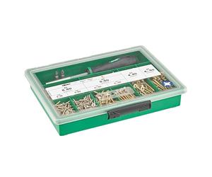 SPAX Yellox 4000001991059 Large Assortment of Screws Set with 8 Dimensions + Screwdriver + BITs, 630 Pieces, Countersunk Head, Phillips Z, Yellow