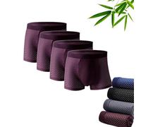 SPAYEIM Bamboo Fiber Boxer Briefs, Bamboo Boxers, Bamboo Fibre Boxer Shorts, Nylon Breathable Men's Underwear (4pcs Red,5XL)