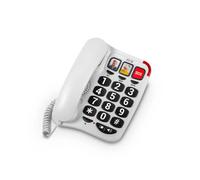 SPC Comfort Numbers 2 - Landline Telephone for Seniors with Large Buttons, 3 Direct Stores with Photo, Very High Volume, Hearing Aid Compatible, Luminous Signal, Table or Wall Mounting, White