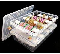 SPC Plastic adjustable 4 rod Bangle Box Chudi Set Organizer Jewellery Storage Display Box for Bangles Chudi Bracelet Wrist Watch Hair Bands Scrunchies Accessories, Transparent (2)