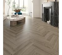 SPC Rigid Plank Flooring Dark Empire Grey Herringbone - Underlay Already Installed - Dark Grey Herringbone Effect - Luxury Quality - Click Installation - Sold Per 2.22m2 Pack