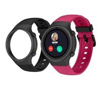 SPC Smartee 4G Junior - Smartwatch for children with GPS, video calls, and SOS button | 1.2” screen, double strap maroon and black, and tracker mode | School Mode | Management from Smart Clan app