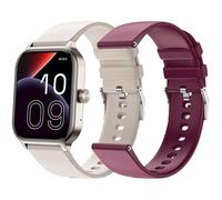 SPC Smartee Duo 3 - Smartwatch with 1.93” AMOLED display | Bluetooth calls | Battery up to 7 days | 100 sports | IP68 | Smart You control app | 2 bands beige and maroon