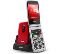 SPC Stella 3 - Flip mobile phone for seniors with 4G | Large menu and keys | SOS button, remote configuration, hearing aid compatible, 103 dB volume | Charging base and 3 one-touch quick dials, red