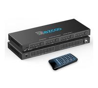 SPDIF Optical Audio 4x4 Matrix, Supports Dolby 5.1/DTS 5.1, 4 In 4 Out Fiber Optic Audio Switcher with IR Control & Auto Switch, Plug and Play for Home Theater/Classroom/Bar/Commercial Exhibition