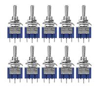 SPDT Mini Toggle Switch, 10Pcs 3 Pin 3 Position ON/Off/ON Miniature Toggle Switches AC 125V/6A