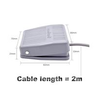 SPDT Power Treadle Switch Waterproof Foot Control Pedal 220V AC 10A On Off Grey Momentary Footswitch IDGTTLDF(2m)