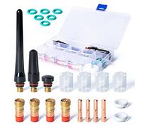 SPDYCESS 23 PCS TIG Welding Torch Accessories Kit Consumables Accessories, Pyrex Glass Cup TIG Back Cap O-Rings Stubby Gas Lens Wear Parts for WP-17/18/26