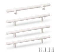 SPDYCESS 4 Pieces Kitchen Cupbpard Furniture Pull Handles, Door Bedroom Drawer Handle, Wardrobe Cabinet Handles for Home Decoration, Ø12mm, Hole Spacing 128mm, White