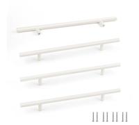 SPDYCESS 4 Pieces Kitchen Cupbpard Furniture Pull Handles, Door Bedroom Drawer Handle, Wardrobe Cabinet Handles for Home Decoration, Ø12mm, Hole Spacing 192mm, White