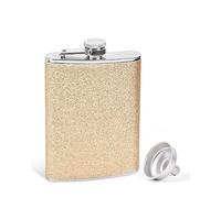 SPDYCESS 8 Oz Hip Flask for Women Ladies with Glitter Wrap Set, Portable Stainless Steel Flask Bottle with Funnel Set Party Wedding Camping - Gold