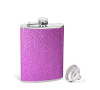 SPDYCESS 8 Oz Hip Flask for Women Ladies with Glitter Wrap Set, Portable Stainless Steel Flask Bottle with Funnel Set Party Wedding Camping - Purple