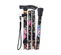 SPDYCESS Folding Walking Sticks, Flower Patterned Aluminum Adjustable Walking Cane Lightweight Portable Travel Trekking Poles Ergonomic Non-Slip Handle Alpenstock for Women Men Hiker Seniors