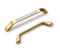 SPDYCESS Pack of 10 Cabinet Pull Handles, D-Shape Drawer Pulls Door Handle for Kitchen and Bathroom Cabinets Cupboard, Hole Spacing 128mm, Gold