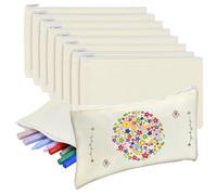 SPEACOUR 10 Pcs Canvas Zipper Pouch Bags Canvas Makeup Pouches Multipurpose Blank Pencil Case Small Cosmetic Pouch White DIY Craft Bag for Painting Travel Craft School - 21 x 12 cm