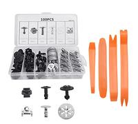 SPEACOUR 100 PCS Car Body Trim Clips Car Retainer Clips Universal Bumper Retainer Clips Push Pin Rivet Plastic Nylon Rivet Trim Clamp with 4 PCS Fastener Remover Plastic Pry Tool for Car Door Bumper