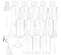 SPEACOUR 12 Pcs Clear Travel Bottles 30ml Transparent Flip Cap Bottles Refillable Empty Travel Containers Plastic Lotion Bottle with 2 Funnel and 2 Nozzles for Shampoo Conditioner Lotion Toiletries