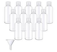 SPEACOUR 12 Pcs Clear Travel Bottles 50ml Transparent Flip Cap Bottles Refillable Empty Travel Containers Bottle Plastic Lotion Bottle with Small Funnel for Shampoo, Conditioner, Lotion, Toiletries