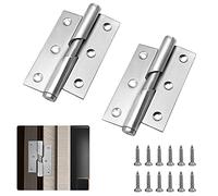 SPEACOUR 2 PCS Butt Hinges Stainless Steel Ball Bearing Door Hinges Left Handed Home Furniture Door Butt Hinge Folding Internal Door Hinges Small Hinges with Screws for All Left Opening Doors(76x52mm)