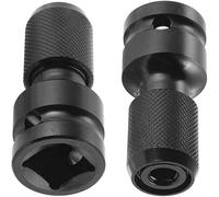 SPEACOUR 2 PCS Impact Adaptor 1/2 Square Drive to 1/4 Hex Shank Socket Adapter Quick Release Chuck Converter Durable Hexagonal Socket Adapter for Impact Ratchet Wrench Screwdriver Bit (Black)